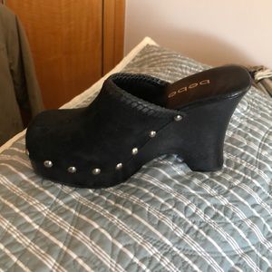 Bebe black suede heel clog